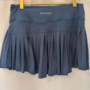Gold Hinge Pleated Tennis Skirt with Built in Spandex Shorts